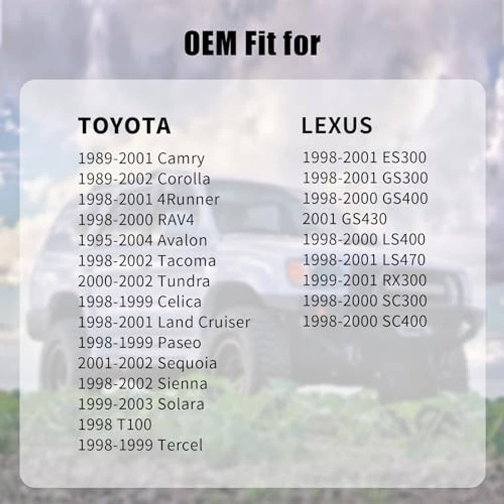 Compatibility chart card listing vehicle fitment for Toyota and Lexus models