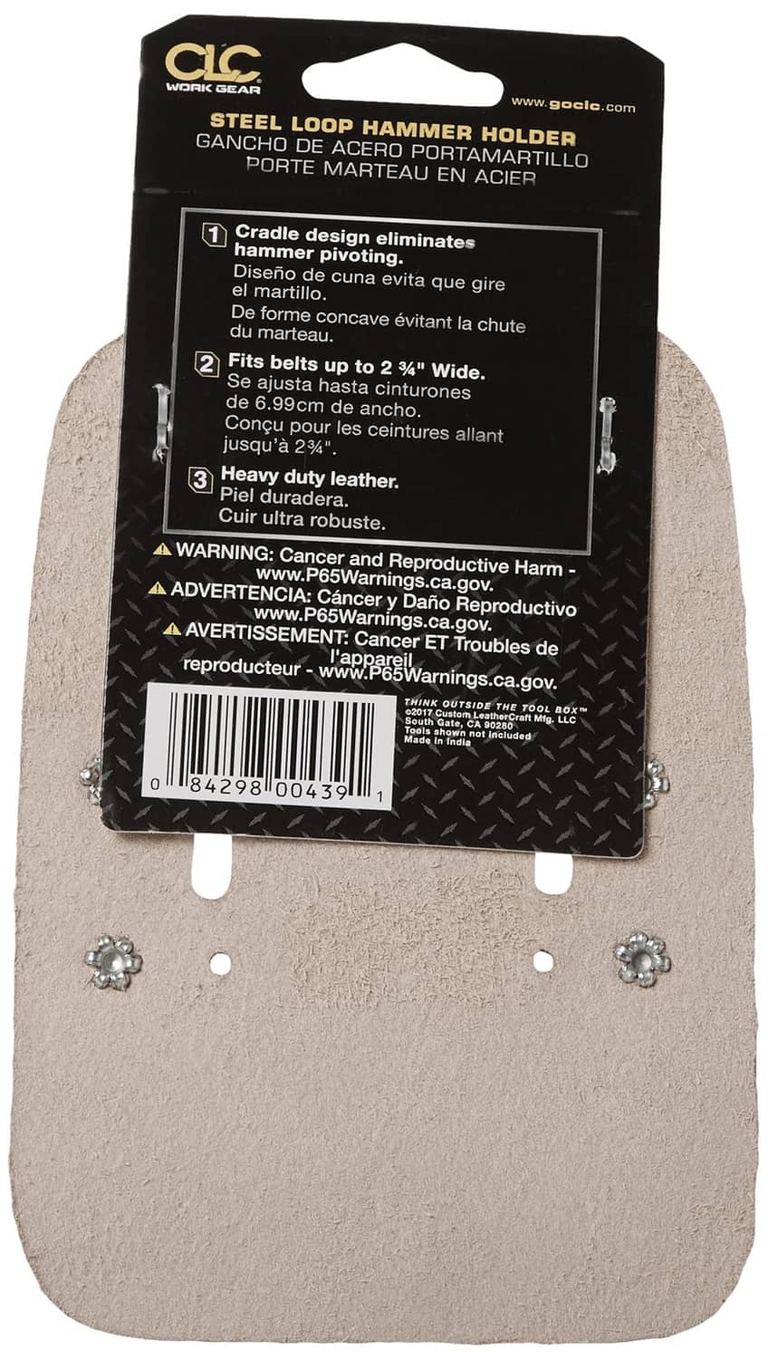 Steel loop hammer holder shown on back packaging card, CLC No. 439