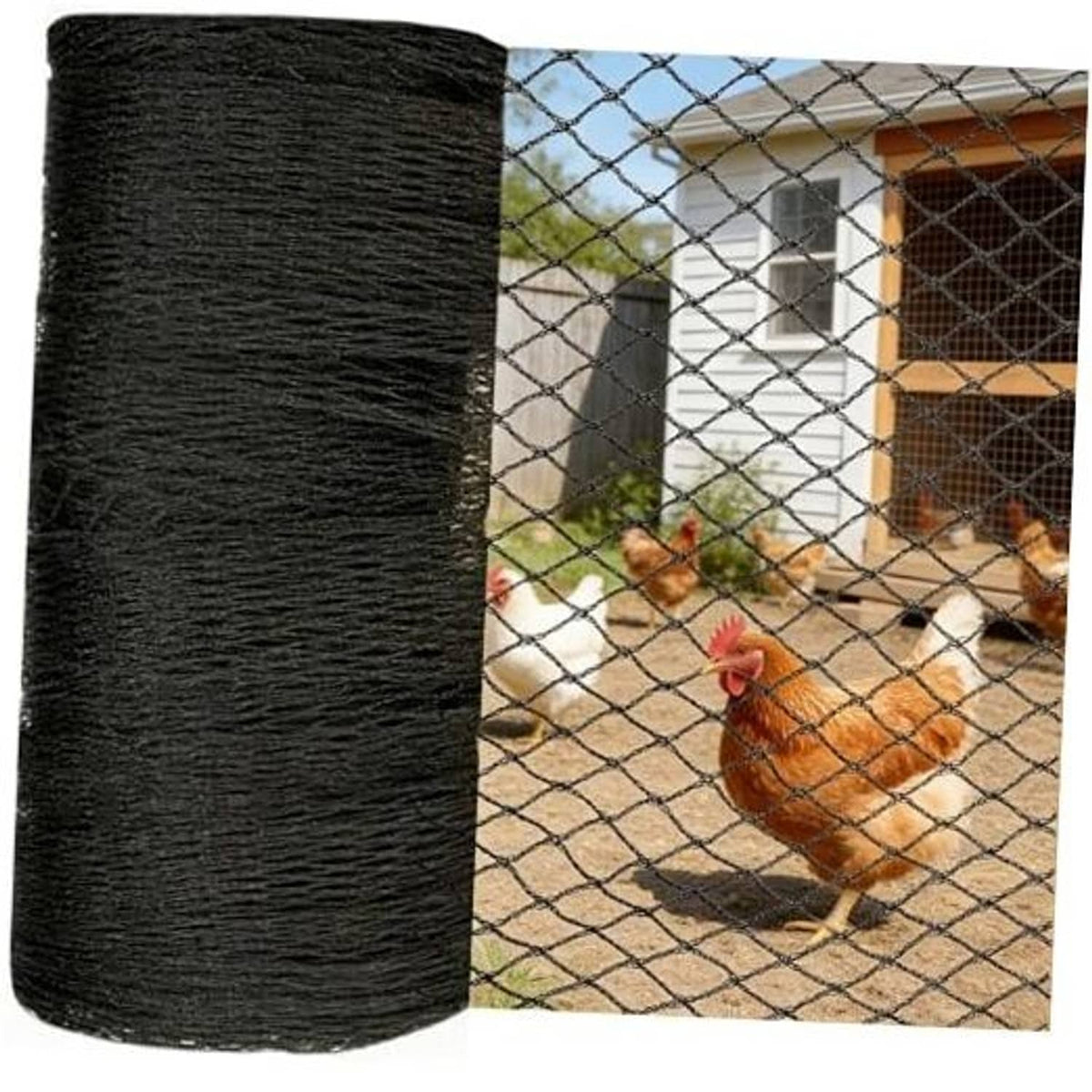 Black HDPE bird netting roll with diamond mesh for chicken coop