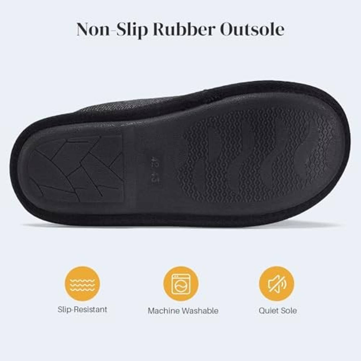 Men's black scuff slipper outsole with textured tread for grip