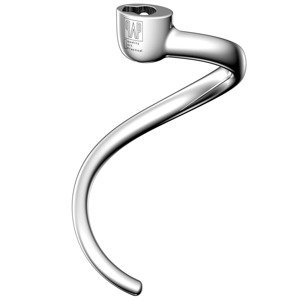QAP stainless steel dough hook, silver spiral attachment for KitchenAid