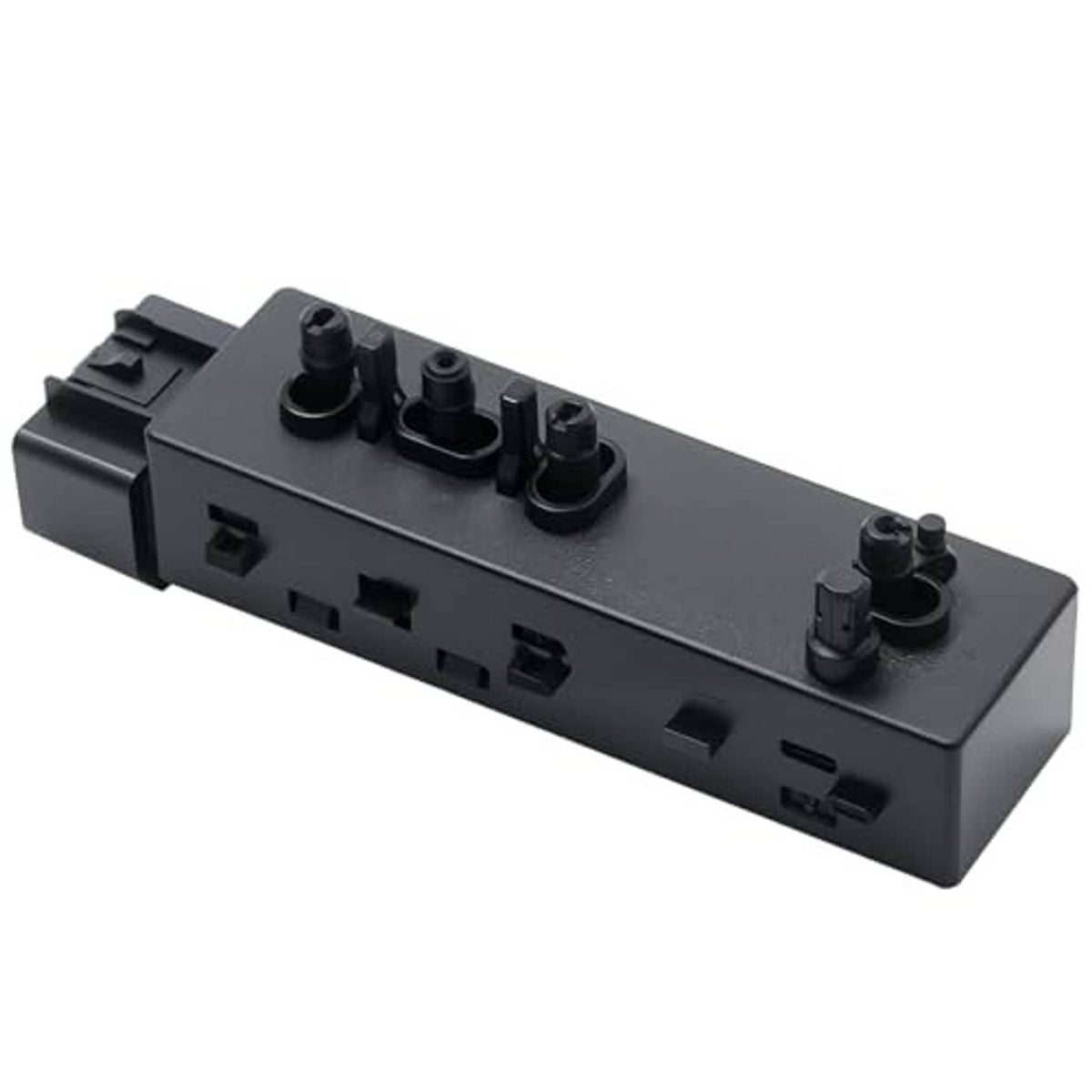 Power seat switch panel with rocker buttons and connector ends, black replacement unit