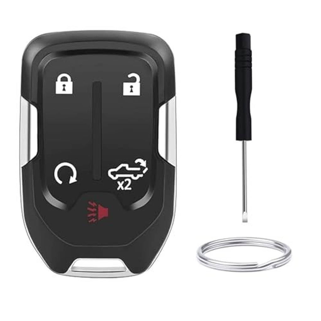 Black 5-button keyless remote key fob shell replacement with key blade and key ring