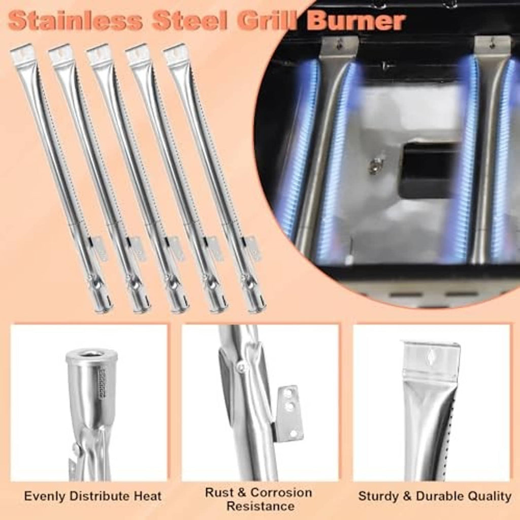 Stainless steel grill burner tubes replacement set with wiring and mounting brackets