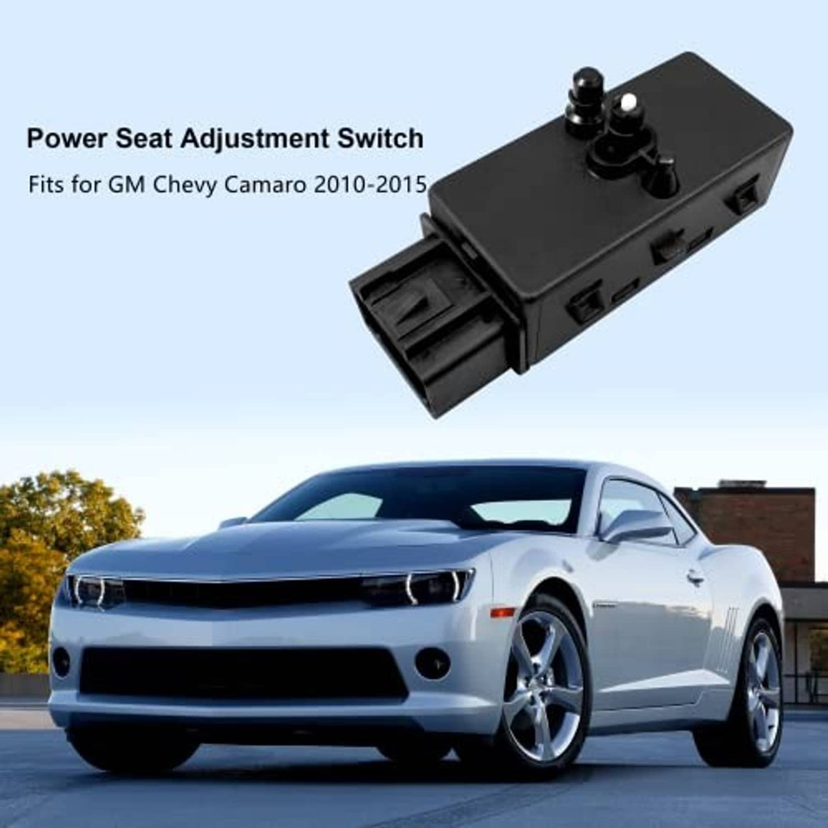 Power seat adjustment switch, black rectangular module with three-top posts and connector