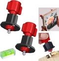 Red and black picture hanging marker tool with adjustable base and screw