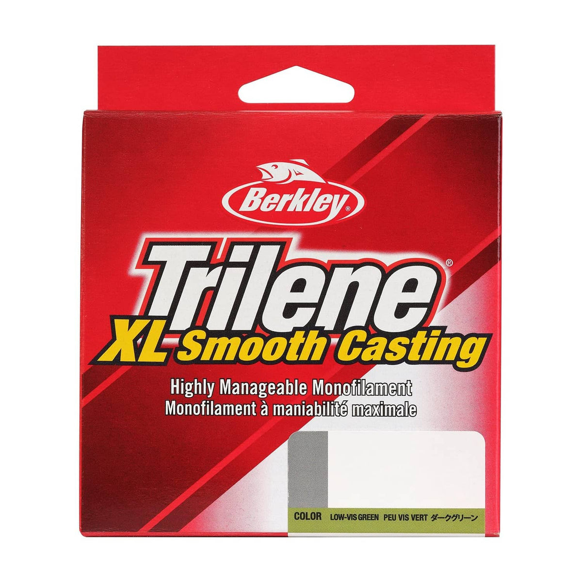Berkley Trilene XL Smooth Casting green monofilament fishing line box with color panel