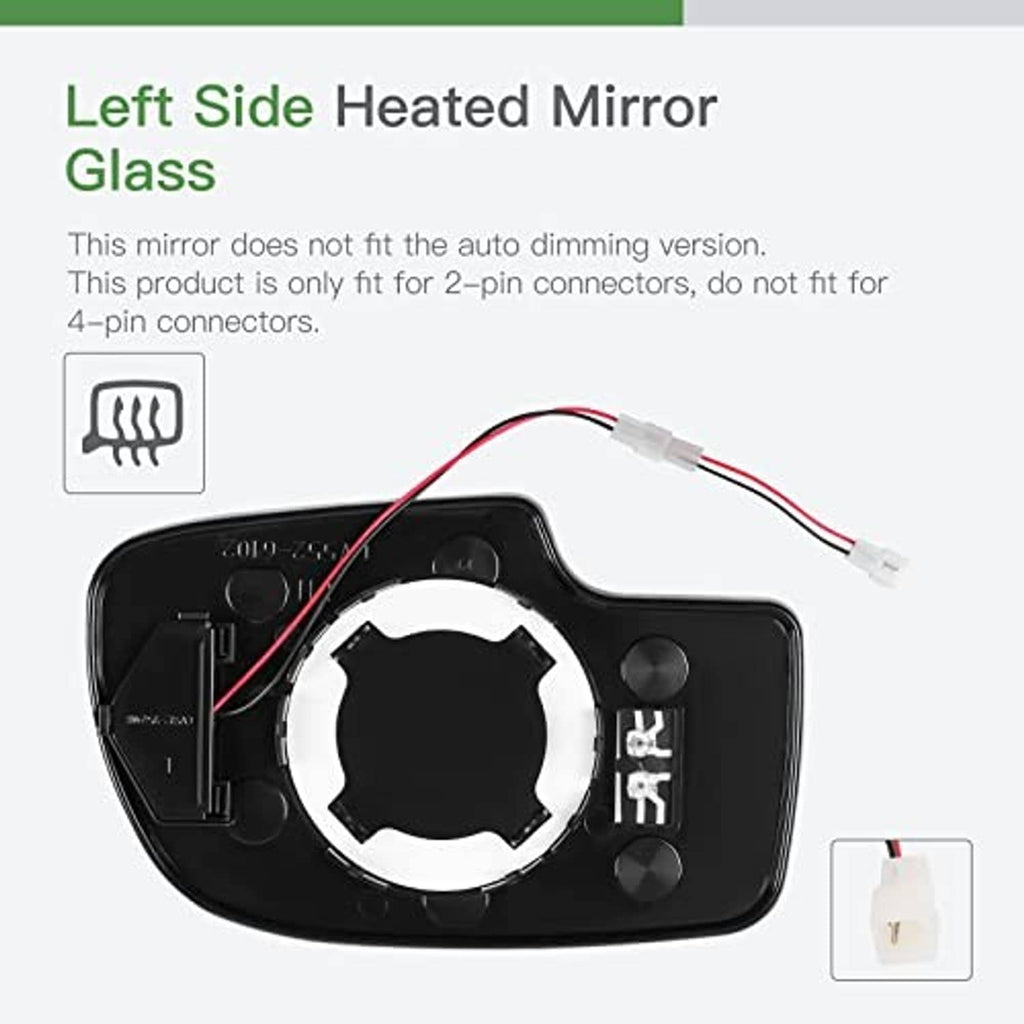 Driver-side mirror glass housing with mounting ring and wiring harness