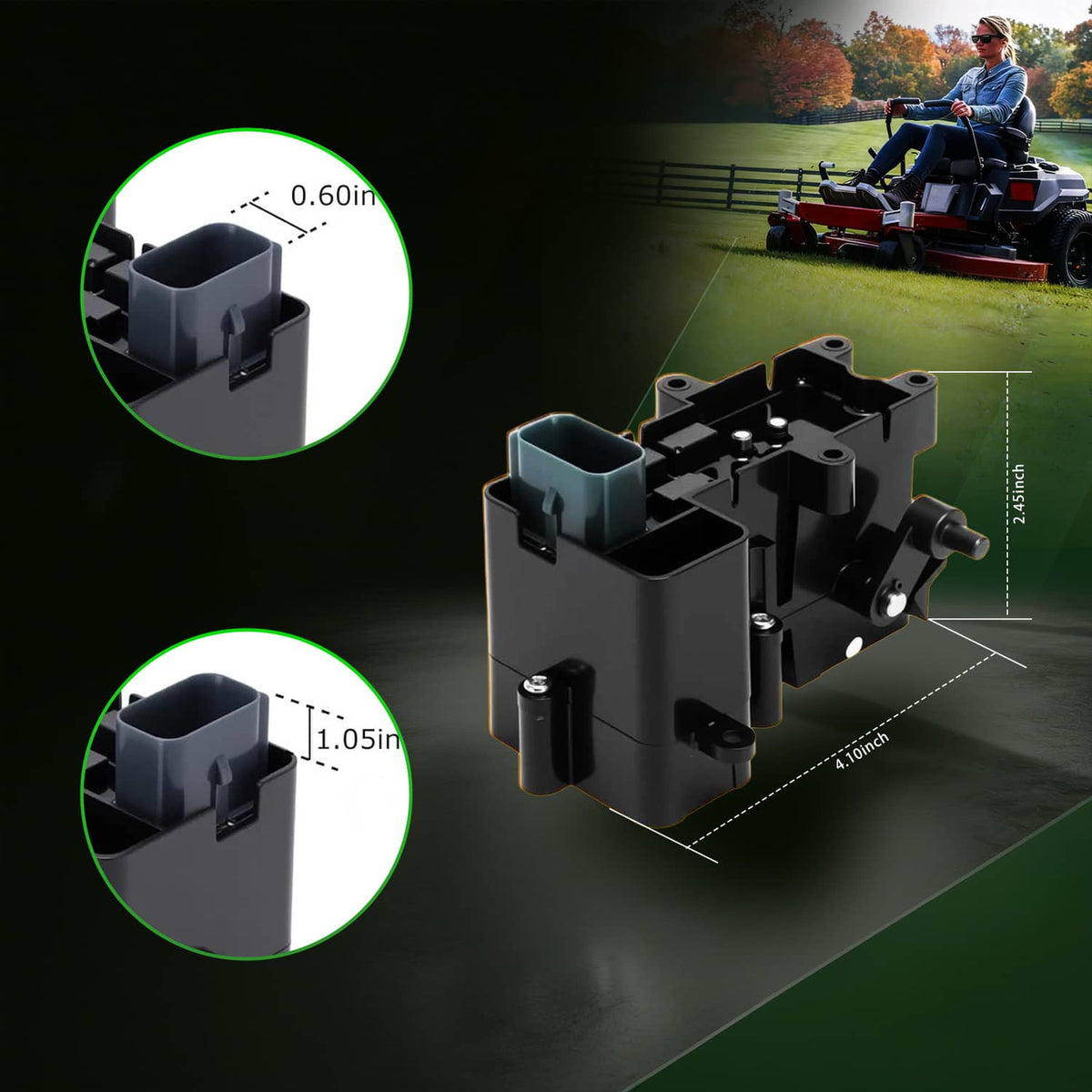 Black brake control module with multi-pin connector and sensor housing