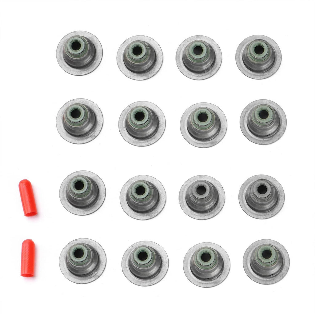 Multiple gray valve lifter parts with central sockets and a few red-tipped pieces