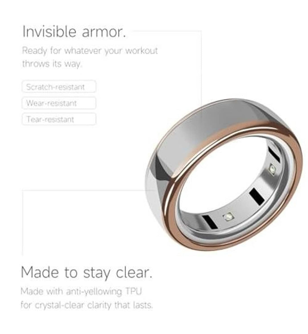 Rose-gold ring cover showing interior with sensor openings and glossy outer rim