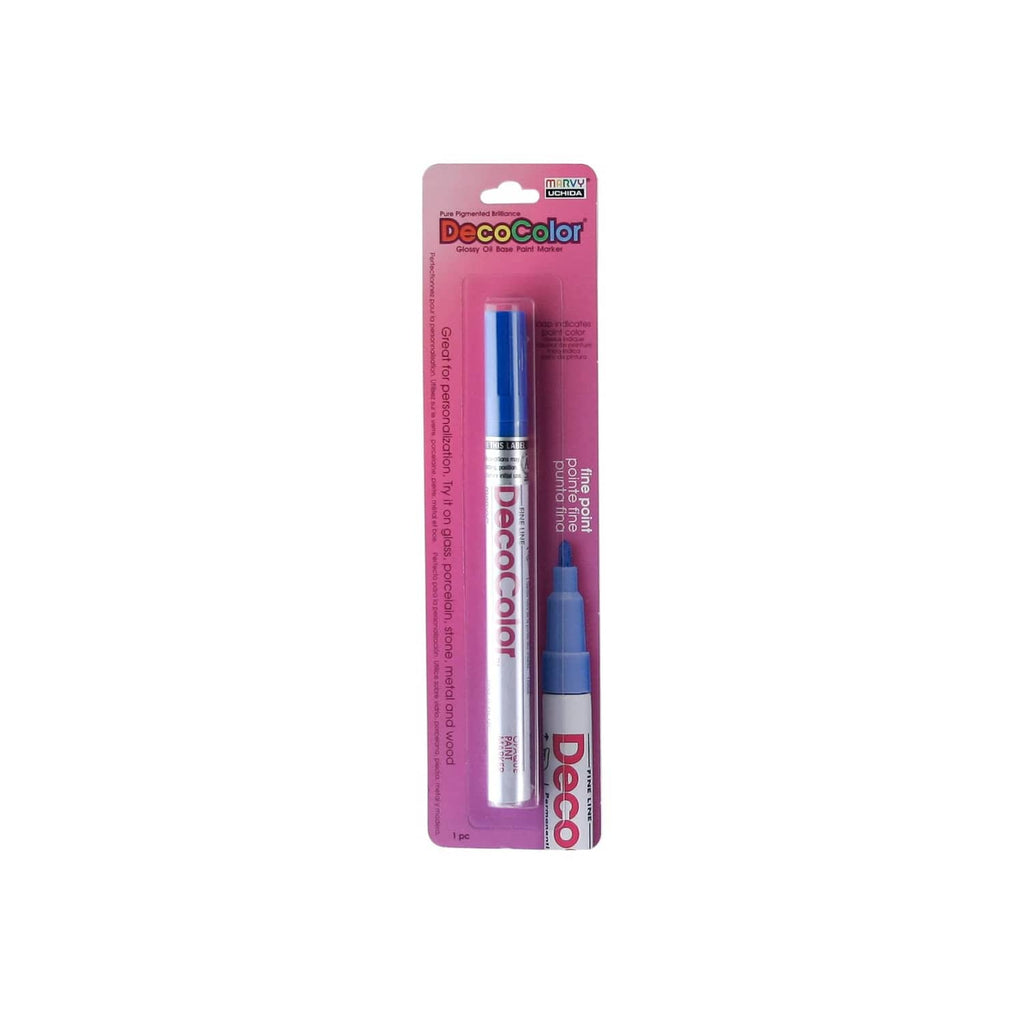 Blue Decocolor fine point paint marker in retail blister package, 1 count