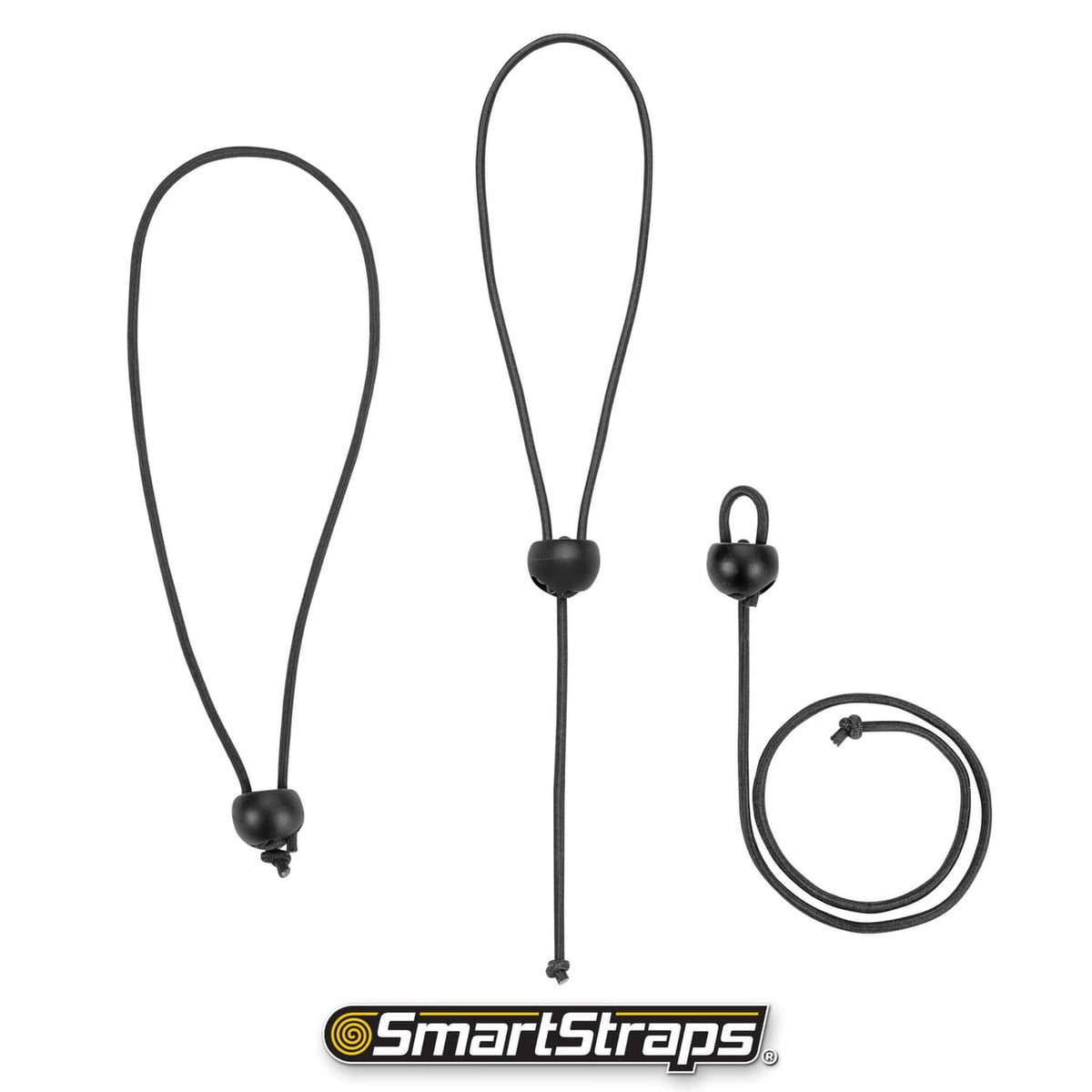 Three adjustable toggle ball bungee cords with extra loop and ball ends