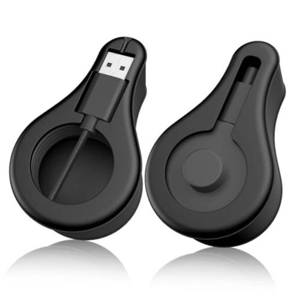 Black silicone charger stand with loop slot and cable input port for protection
