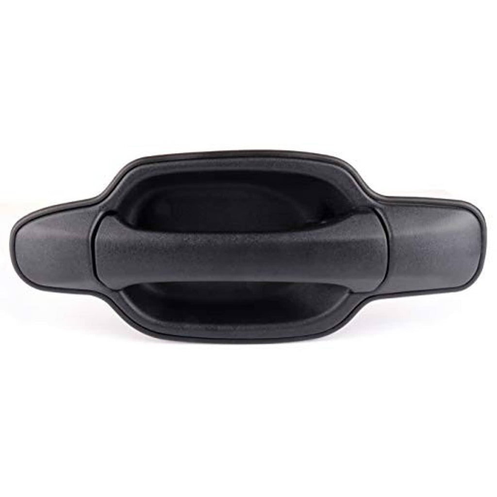 Exterior rear passenger right-side door handle, dark gray with oval grip