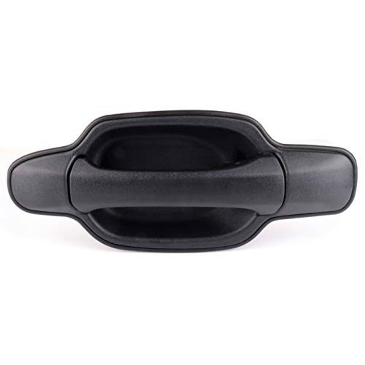 Exterior rear passenger right-side door handle, dark gray with oval grip