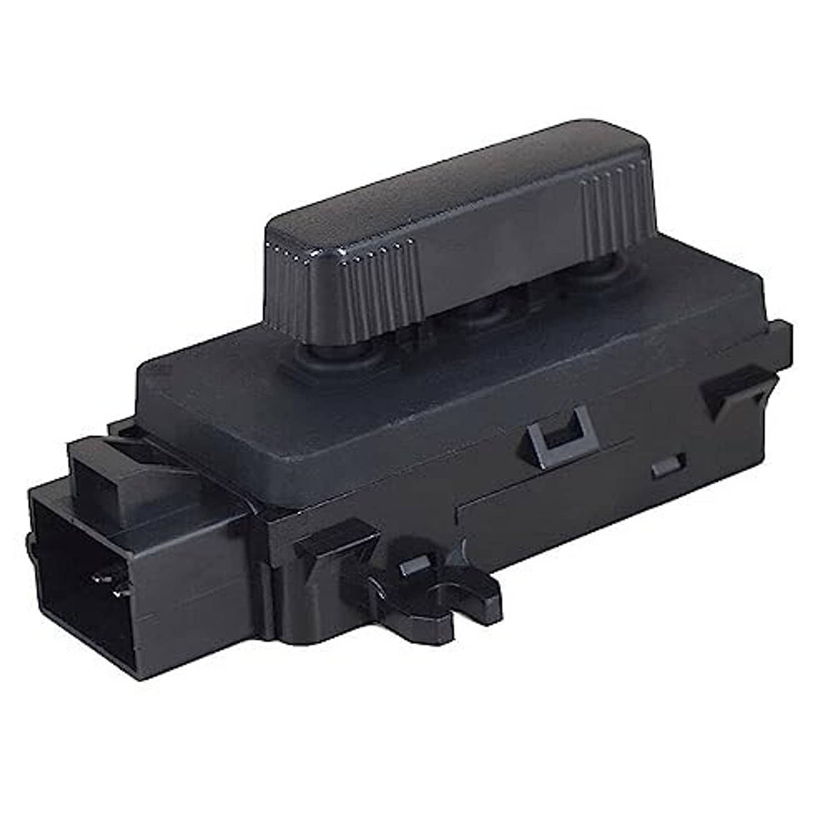 Black power seat adjustment switch module with ridged lever and mounting tabs