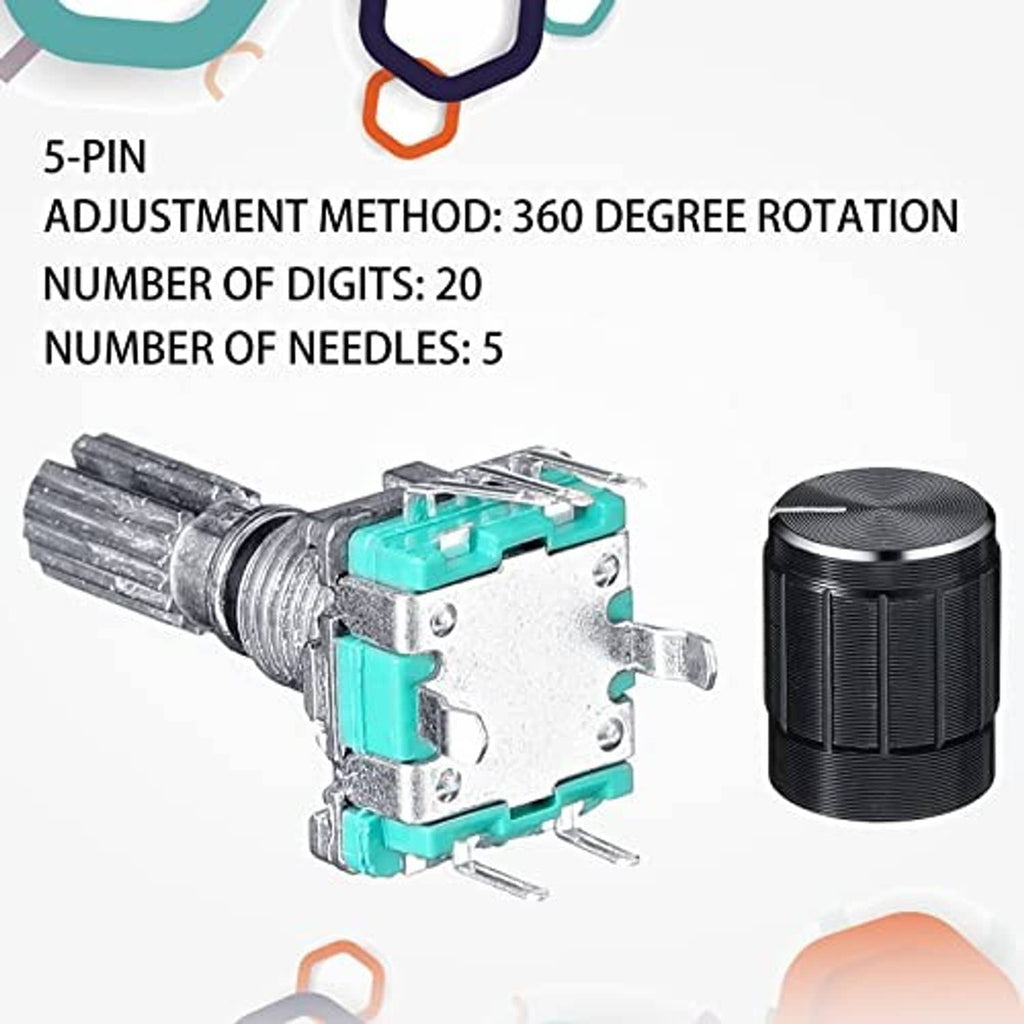 Rotary encoder code switch with teal terminals and black ribbed adjustment knob