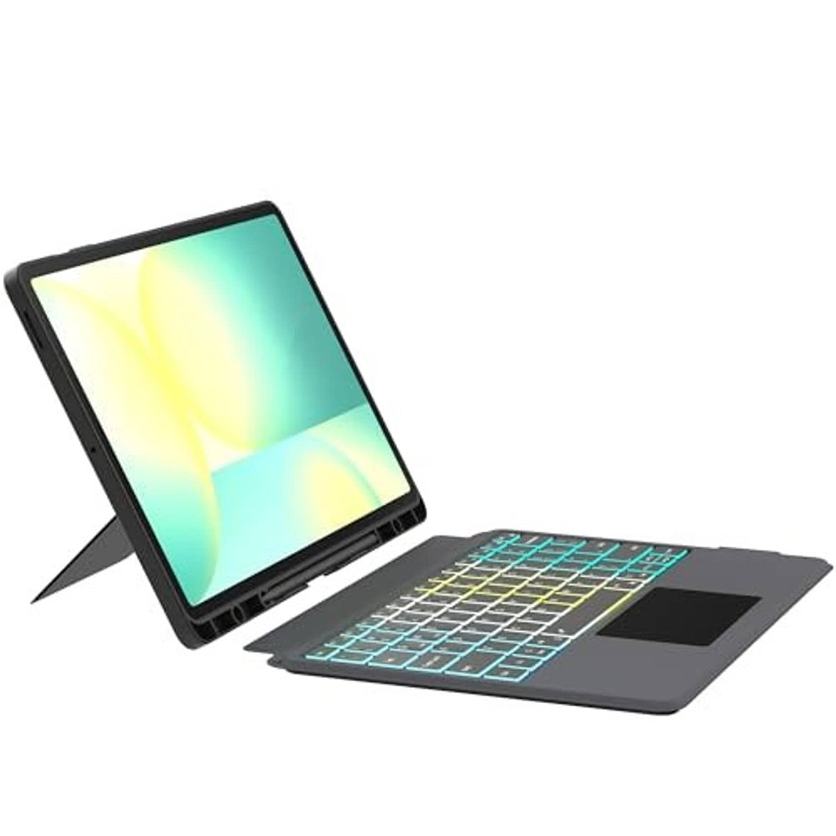 Tablet keyboard case with fold-out stand and slim front cover