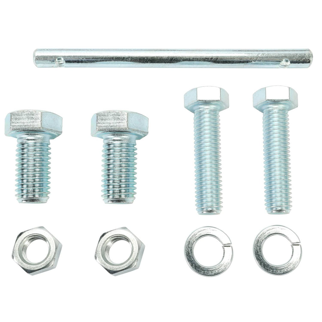 3-point hitch hardware set with zinc bolts, washers, and nuts for mounting