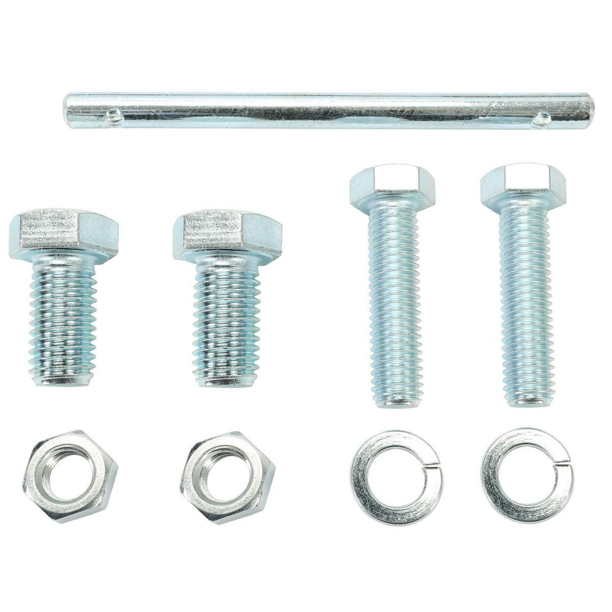 3-point hitch hardware set with zinc bolts, washers, and nuts for mounting