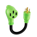 Green 4-prong RV power adapter plugs with black cable and gold contact pins