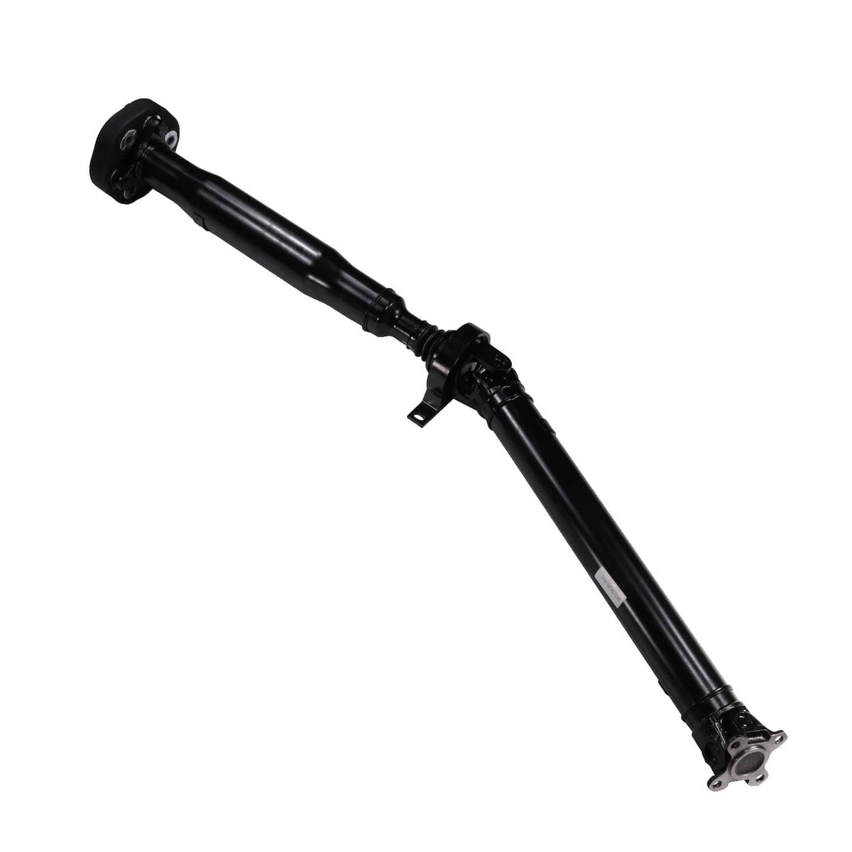 Propeller shaft with top mounting flange and end yoke, black metal