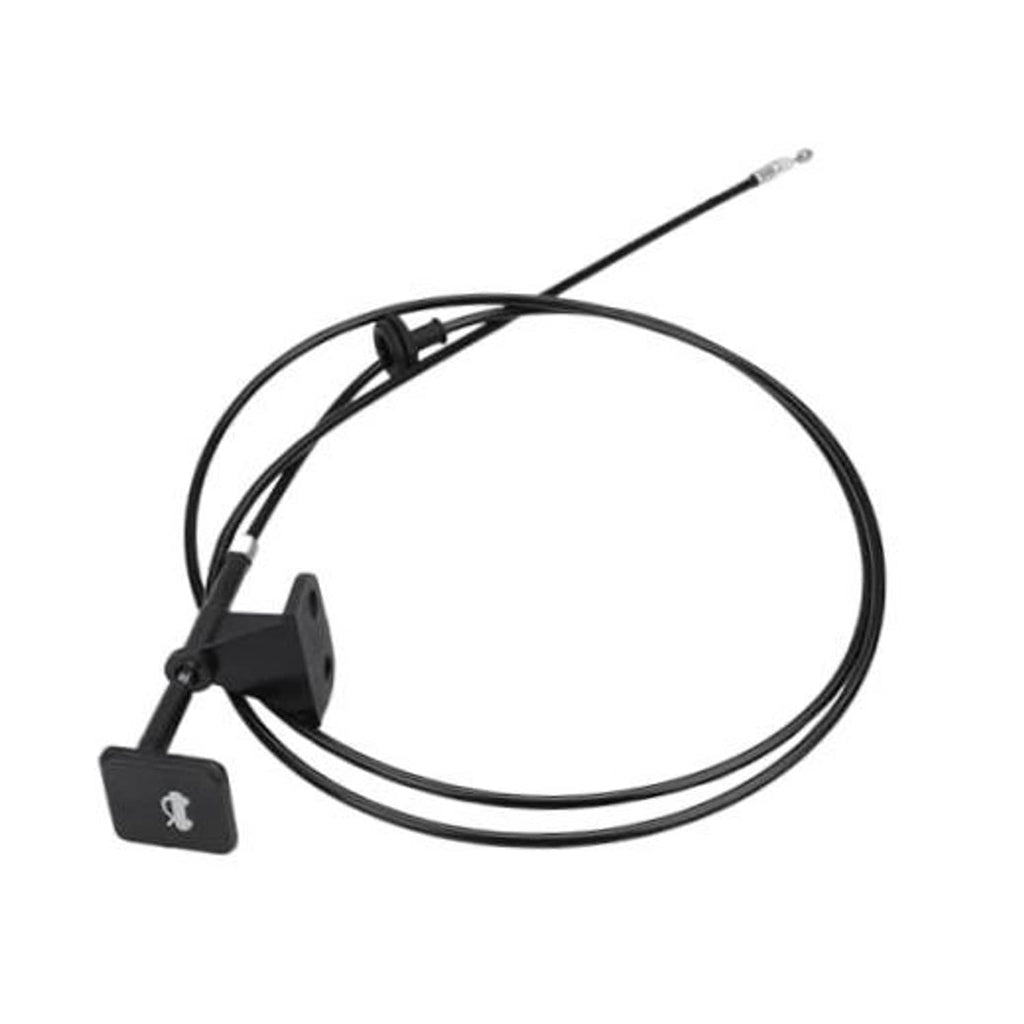 Hood latch release cable assembly with black latch handle and metal cable end