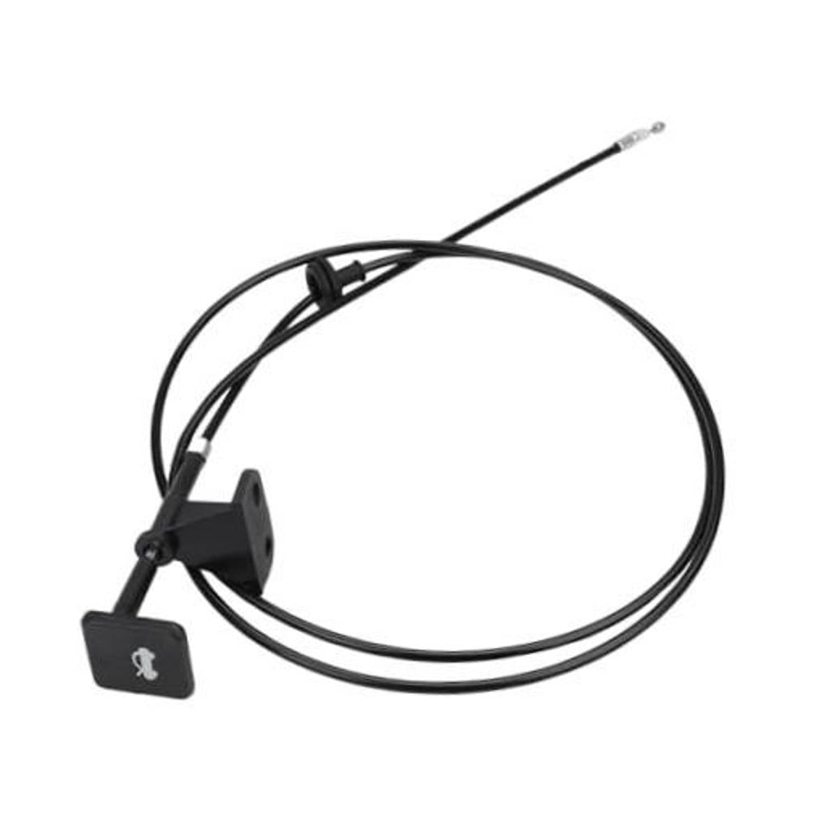 Hood latch release cable assembly with black latch handle and metal cable end