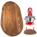Brown pine wood bowl lift slider for KitchenAid, oval base and matching insert