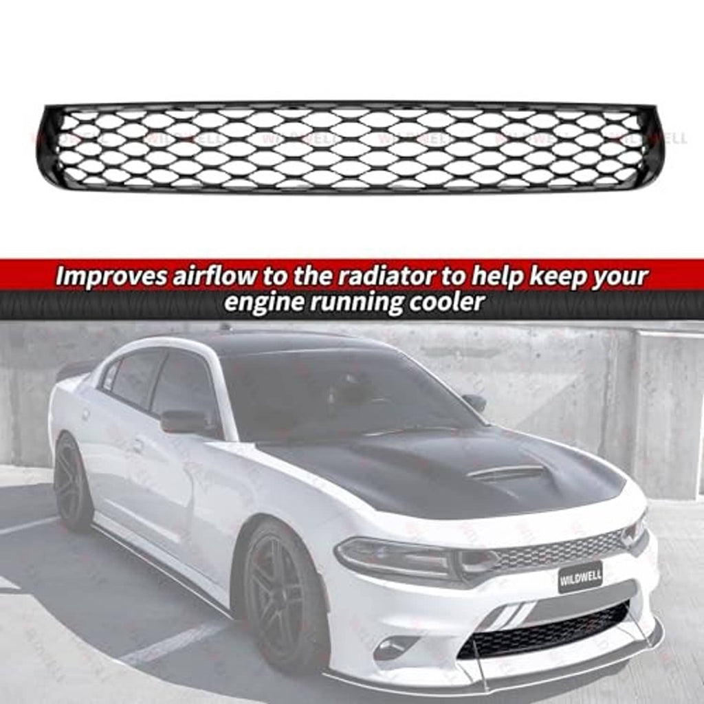 Front lower grille with black border and circular honeycomb mesh