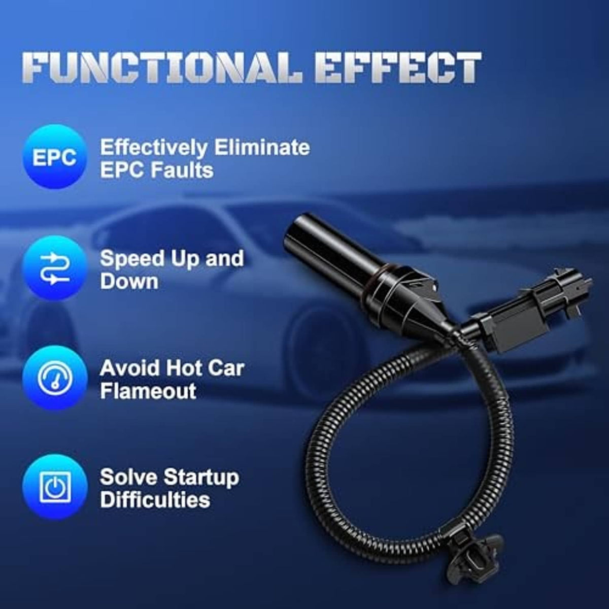 Crankshaft position sensor with wiring harness and connector shown on infographic