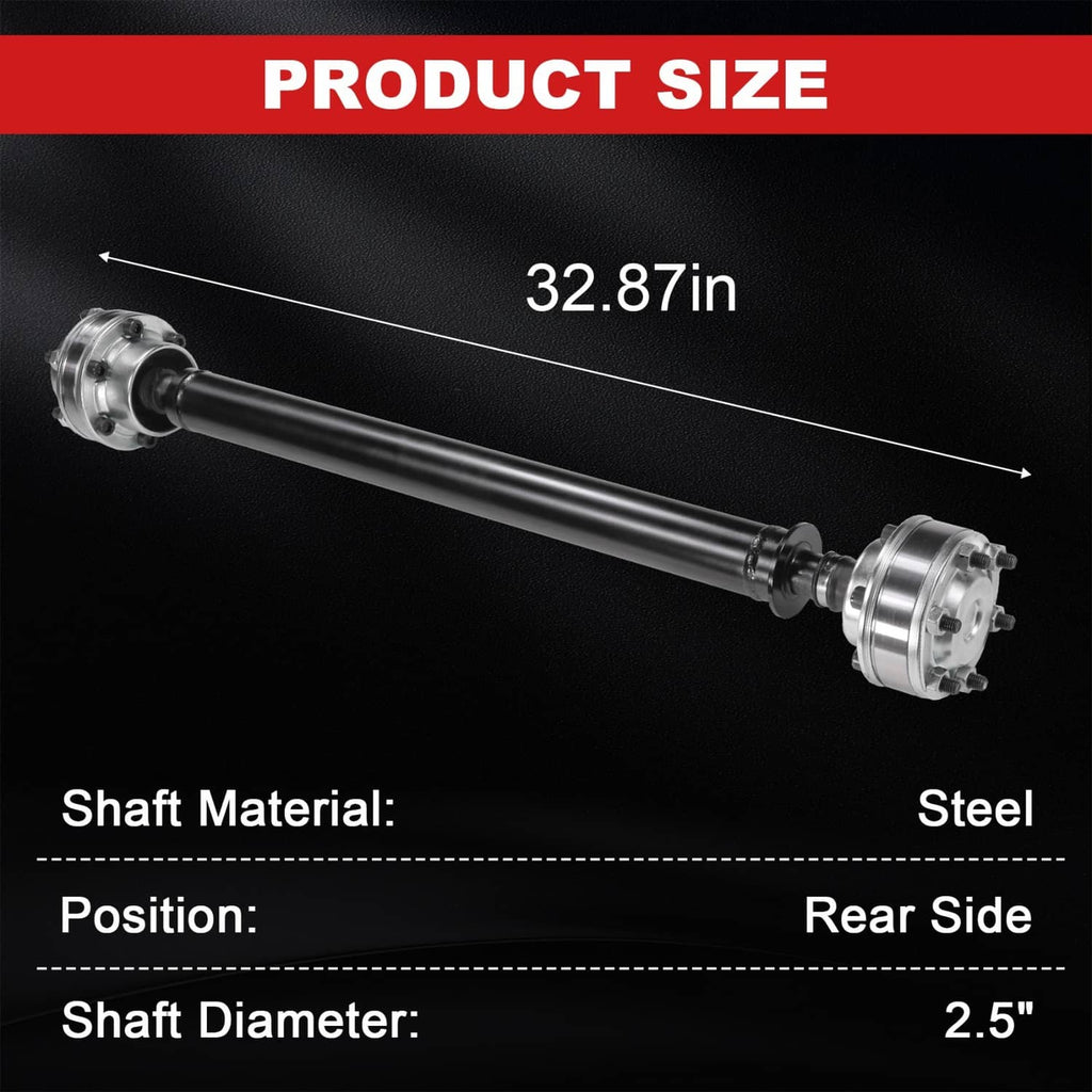 Front driveshaft prop shaft steel tube with flange yoke ends, 32.87 in length