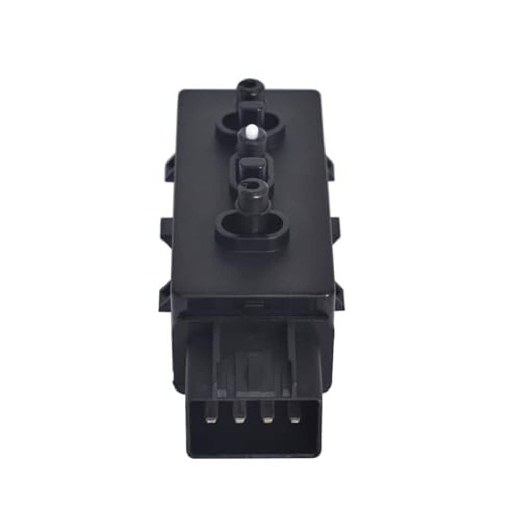 Black power seat switch module front view with socket opening and pin slots