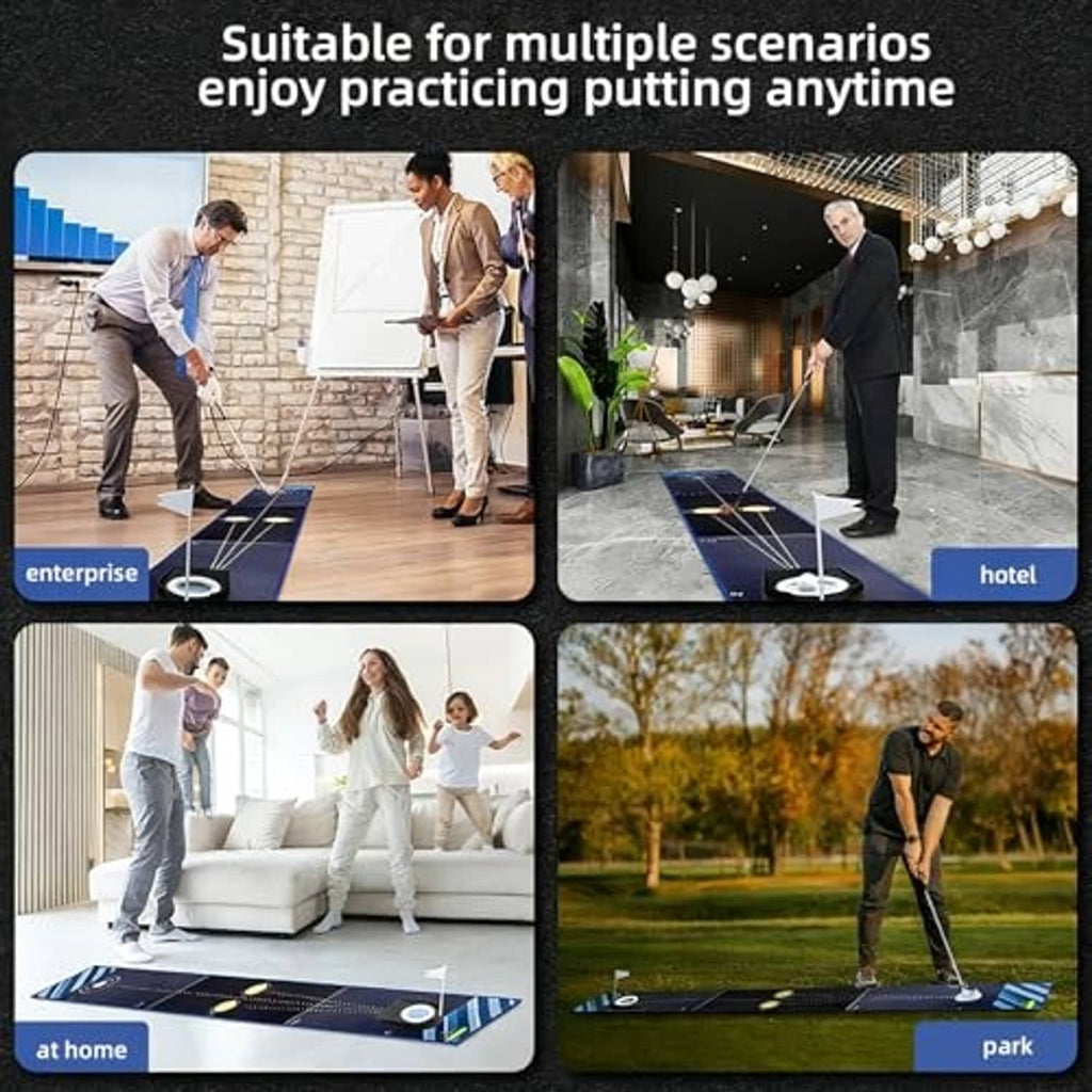 Golf putting green mat with ball hole and dotted guidance for putting practice