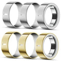Six-pack Oura ring covers in silver and gold, multi-angle view