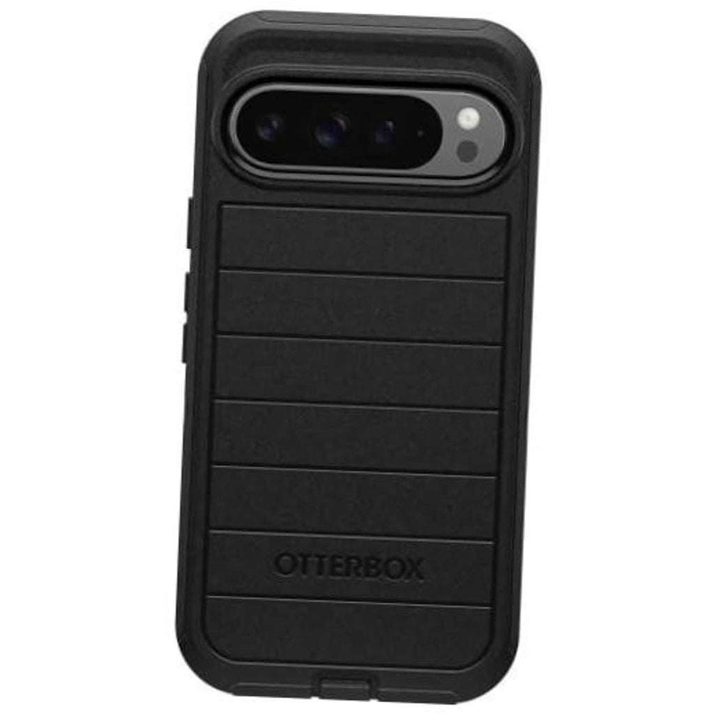 Black OtterBox Defender case for Pixel 9 Pro XL, raised camera protection