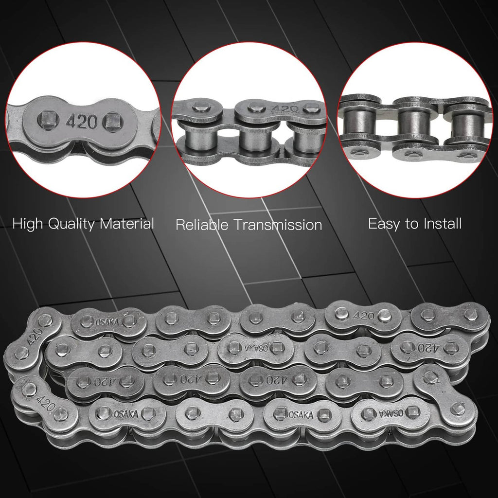 Metal drive chain and black chain tensioner roller hardware