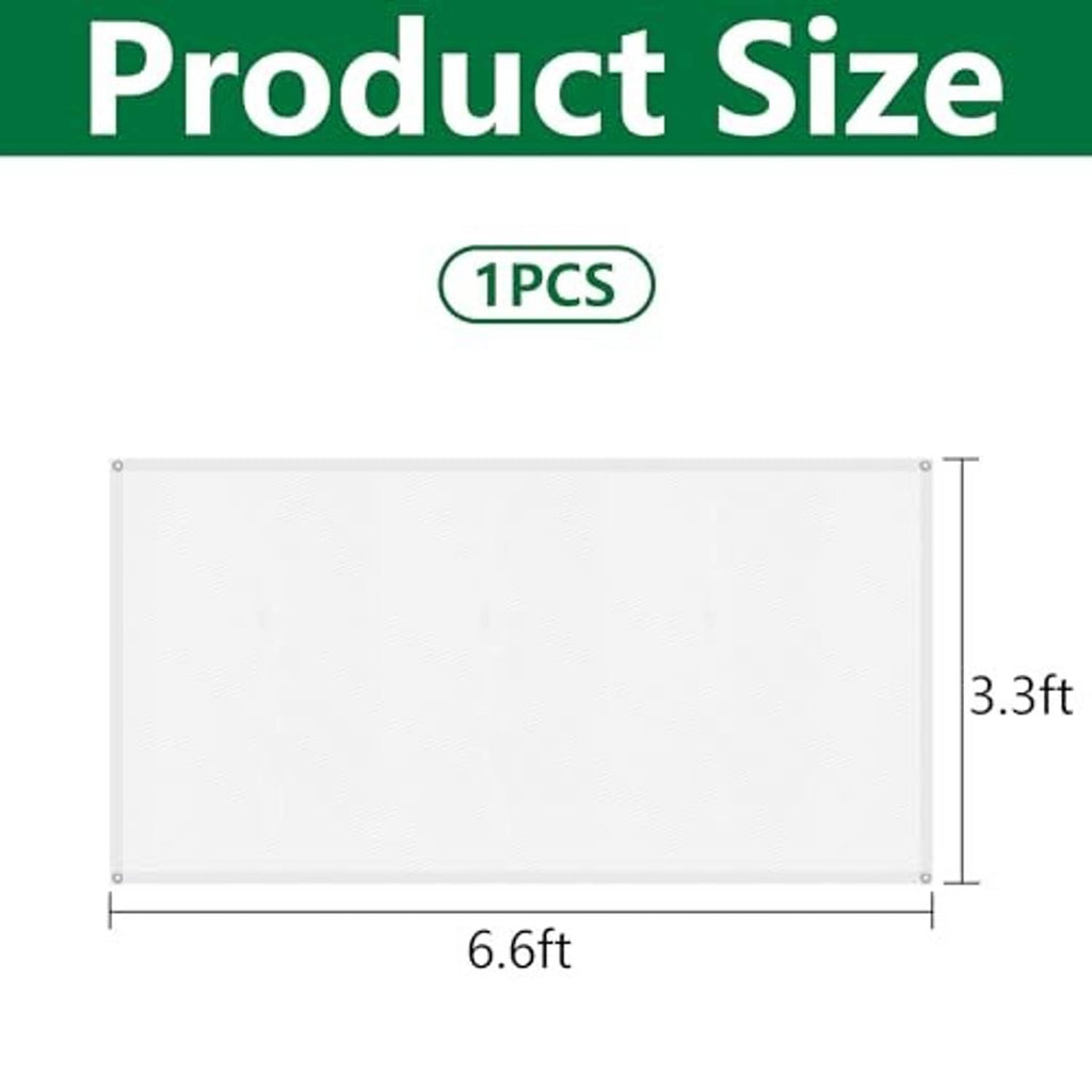 Rectangular white plant sun shade cloth with hemmed edges and reinforced corners