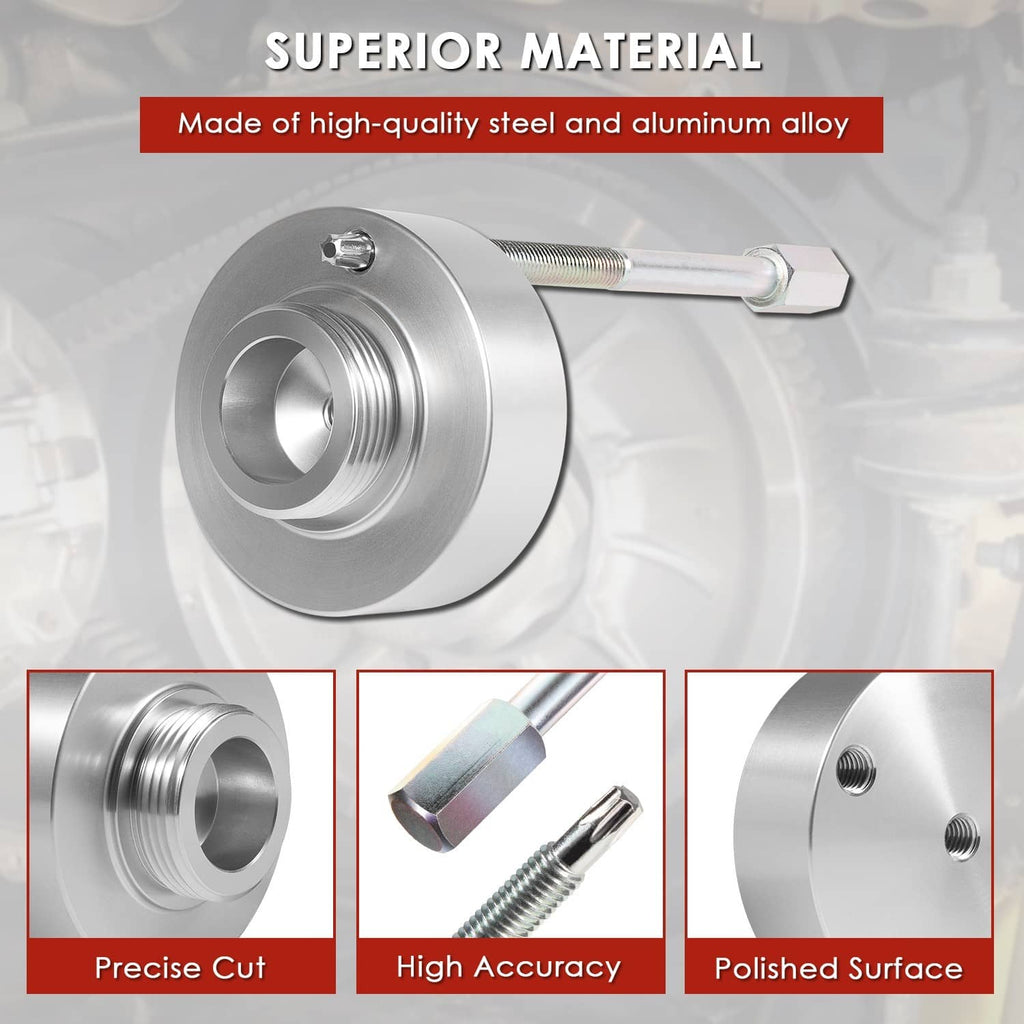 Steel and aluminum clutch belt removal tool with polished pulley and hex handle