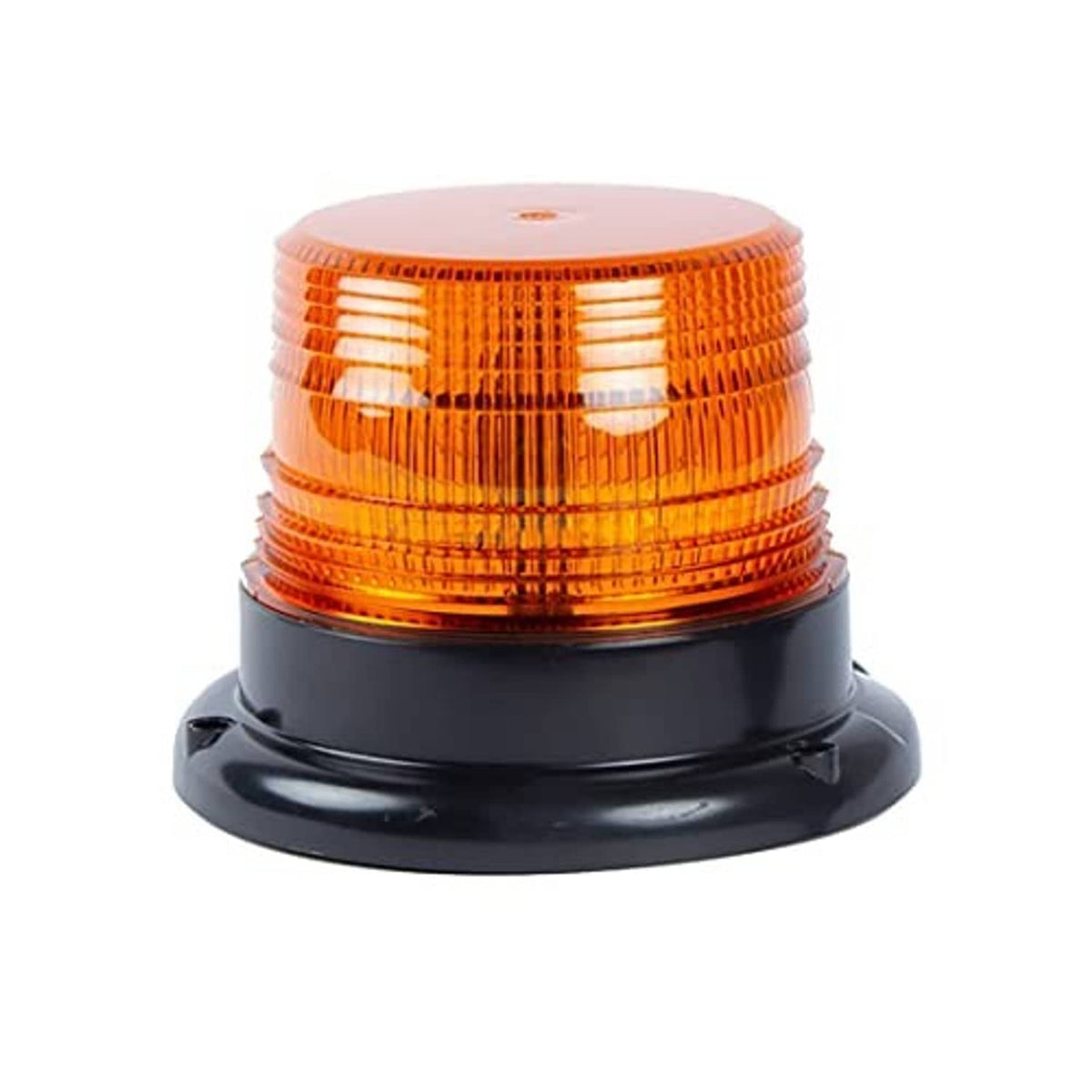 Amber LED warning beacon strobe light, domed amber lens on black base