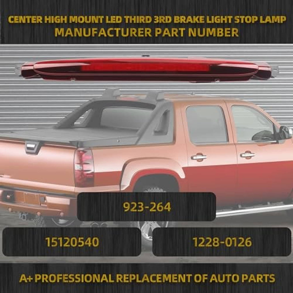 LED center high mount third brake light bar with red lens and mounting bracket
