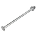 Galvanized carriage bolt with hex nut and flat washer, silver finish, 1/2 in x 12 in