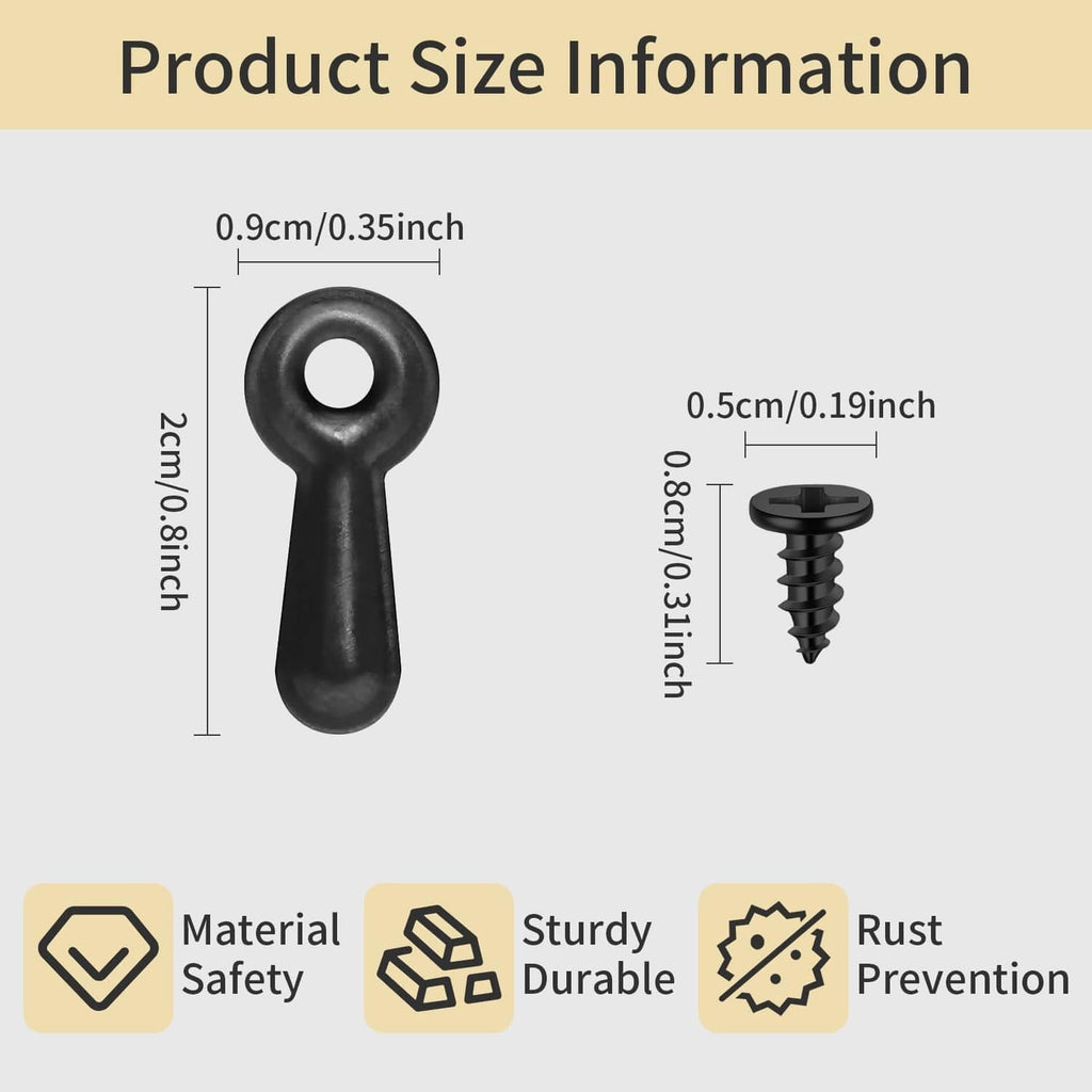 Black rotating buckle picture frame fastener with screw post for mounting.