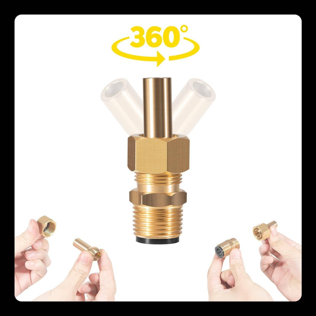 Brass deck jet nozzle replacement with 360-degree swivel for directional water flow