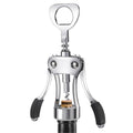 Silver wing corkscrew bottle opener with black non-slip handles