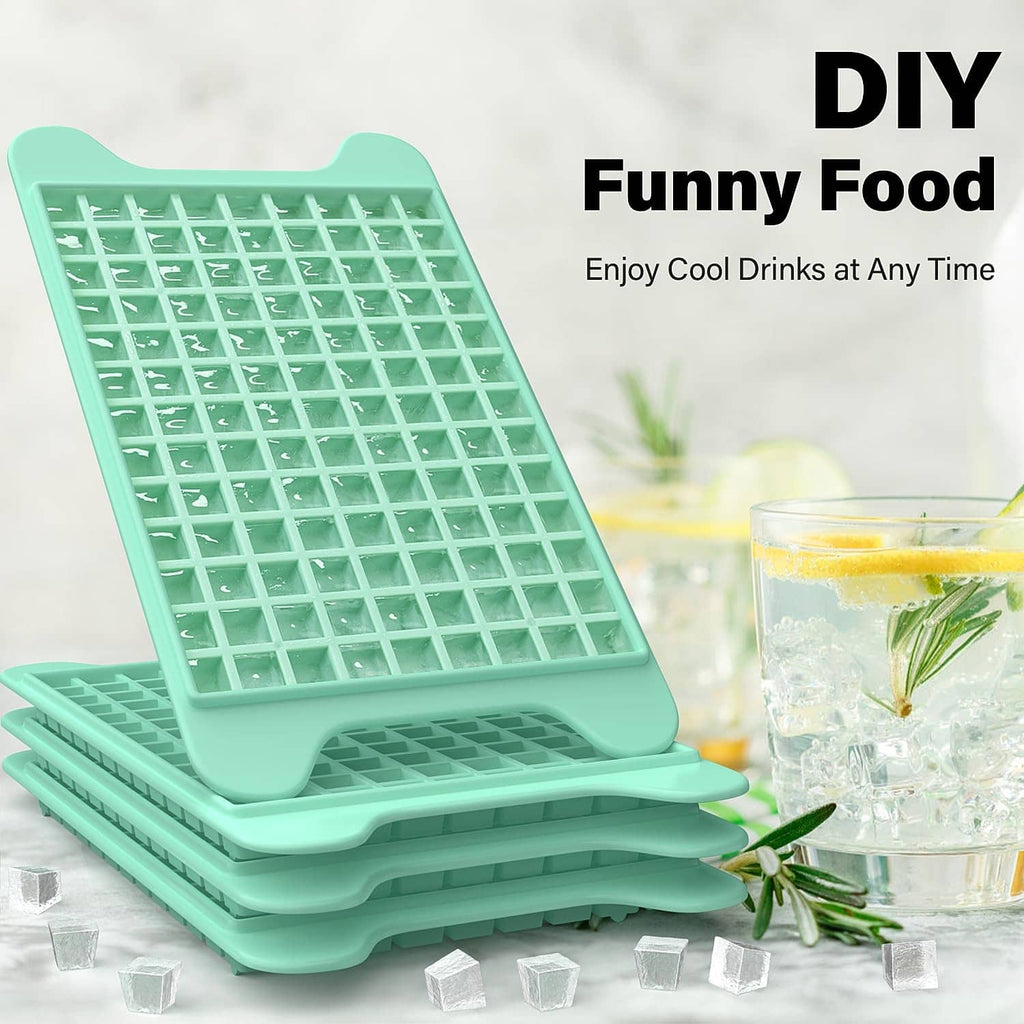 Stacked green mini ice cube tray with cube release design