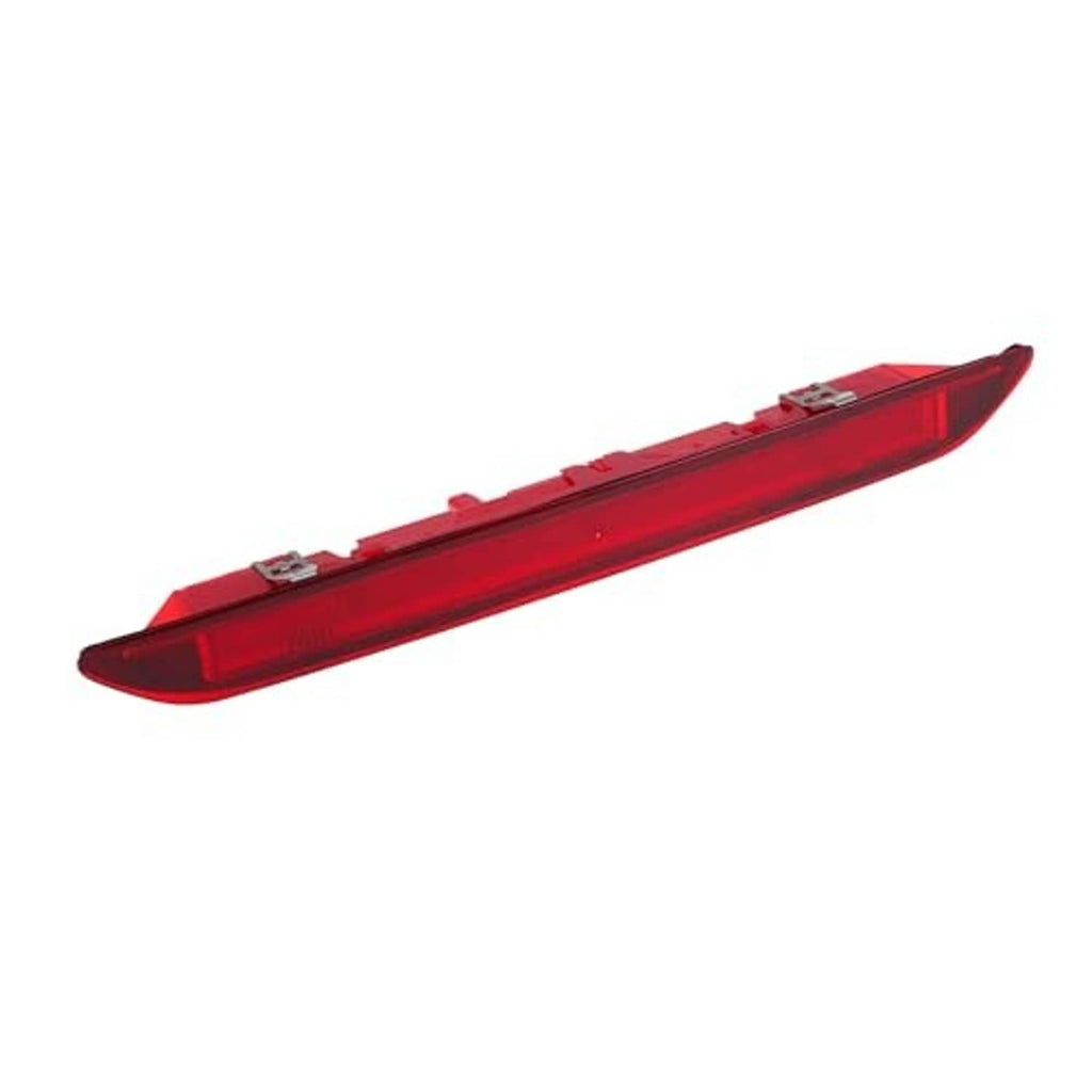 Red LED third brake light assembly with clear lens and mounting clips