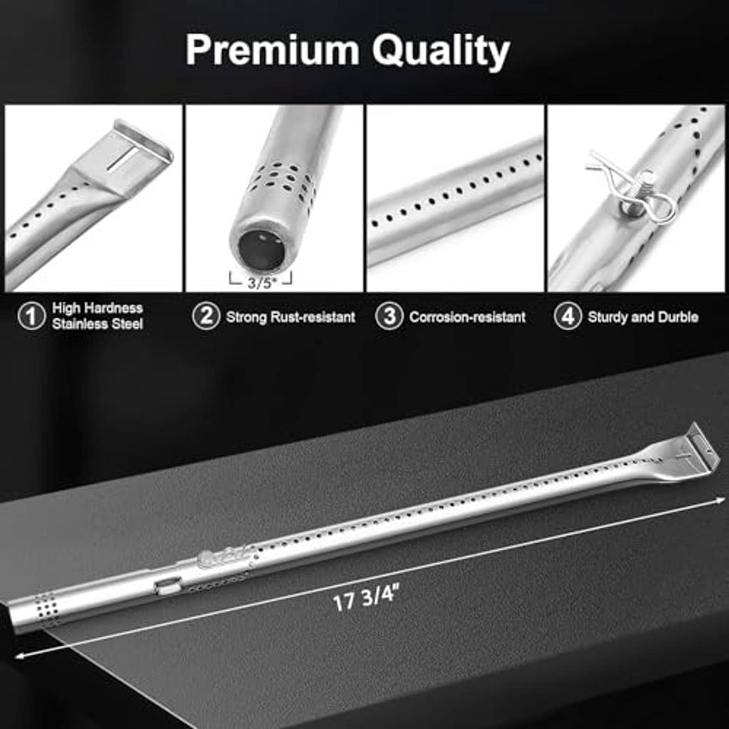 Stainless steel burner heat plate bar with perforations, 17 3/4 in length