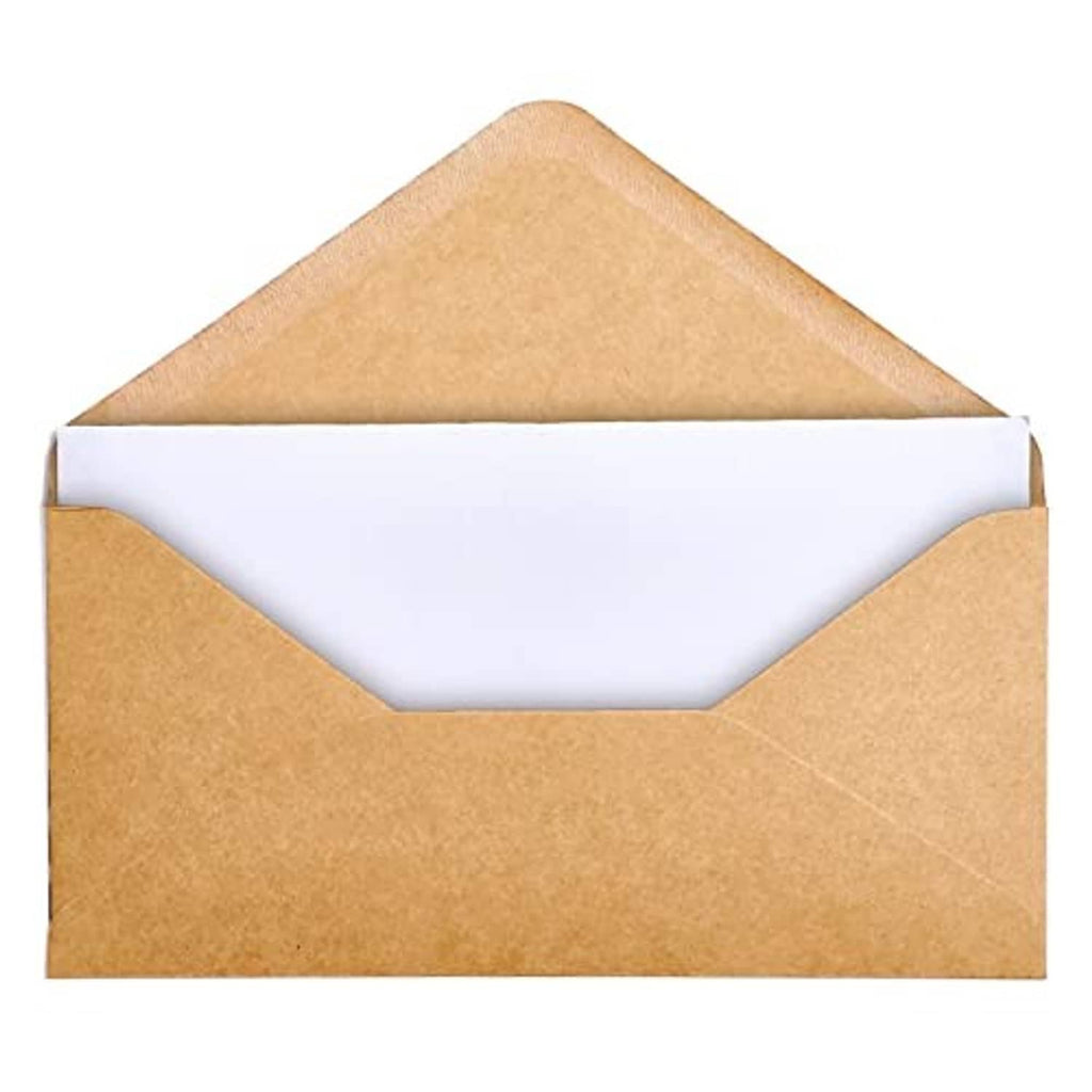 Brown vintage envelope with white interior and open flap for letter writing